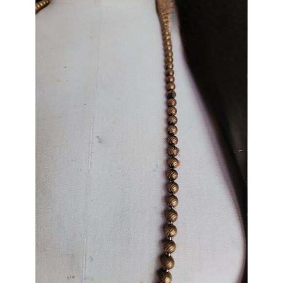 Antique brass string bead necklace Handmade 34" original RARE - Picture 2 of 7